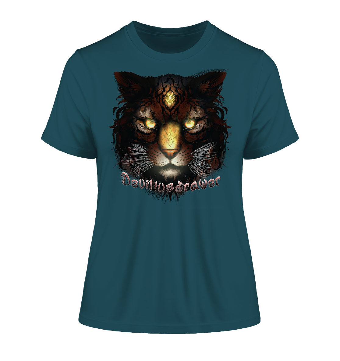 Deviliusdrawer Gold Tigercat - Fitted Ladies Organic Shirt