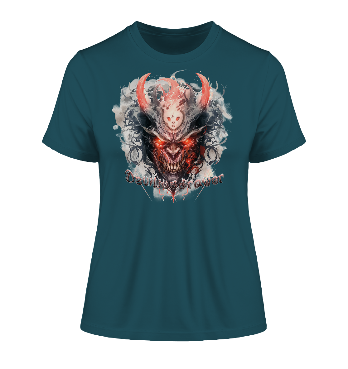Deviliusdrawer Red Horn Devil - Fitted Ladies Organic Shirt