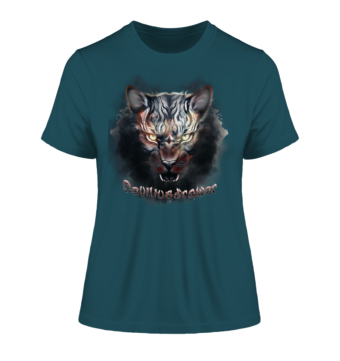 Deviliusdrawer Smoke Tiger - Fitted Ladies Organic Shirt