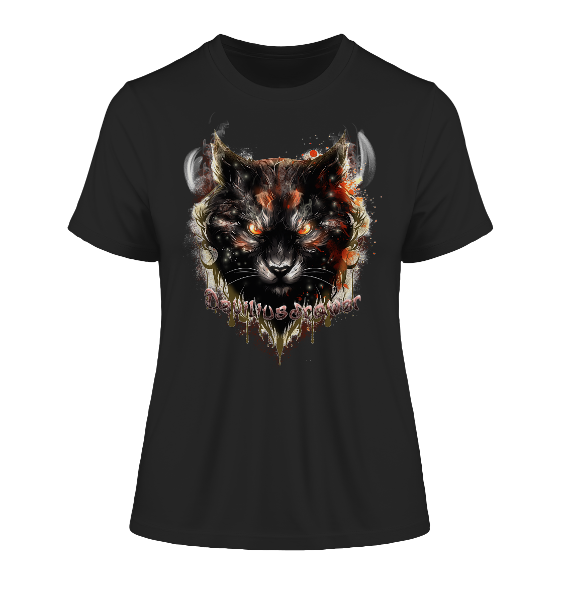 Deviliusdrawer Red Devil Cat - Fitted Ladies Organic Shirt
