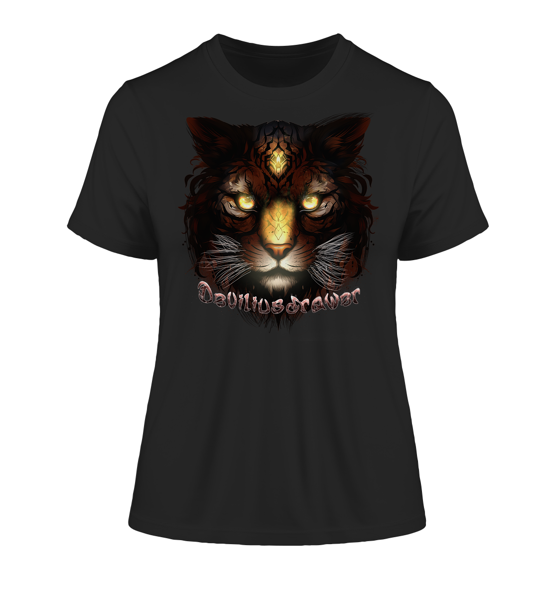 Deviliusdrawer Gold Tigercat - Fitted Ladies Organic Shirt