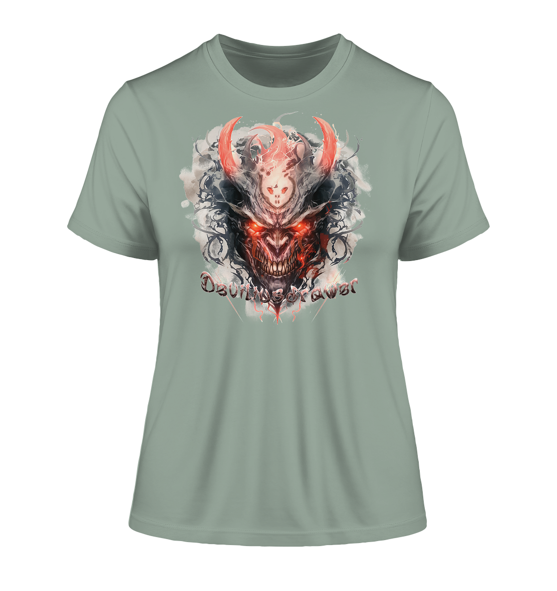 Deviliusdrawer Red Horn Devil - Fitted Ladies Organic Shirt