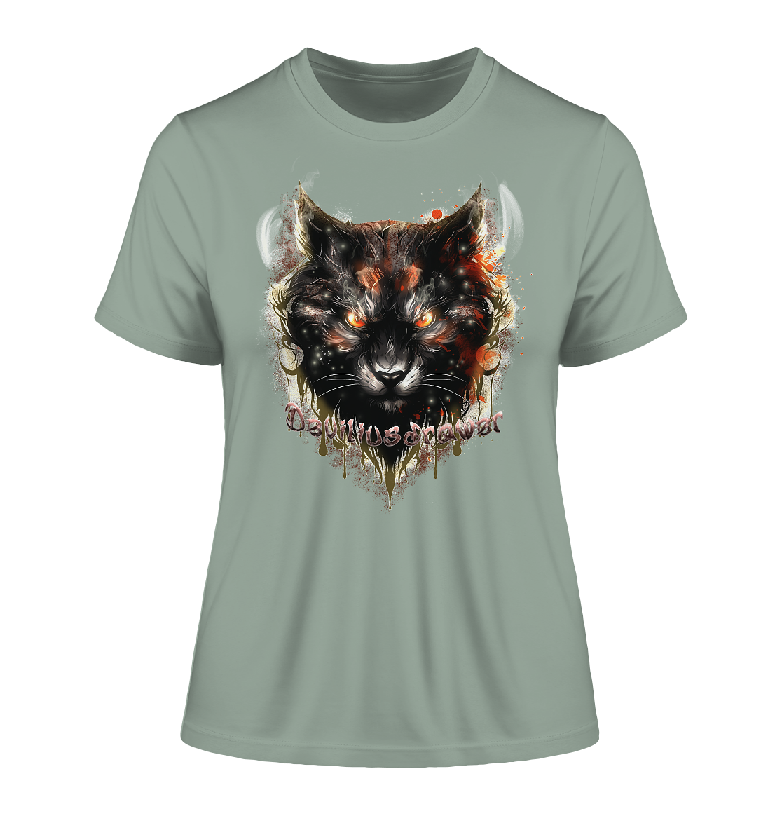 Deviliusdrawer Red Devil Cat - Fitted Ladies Organic Shirt