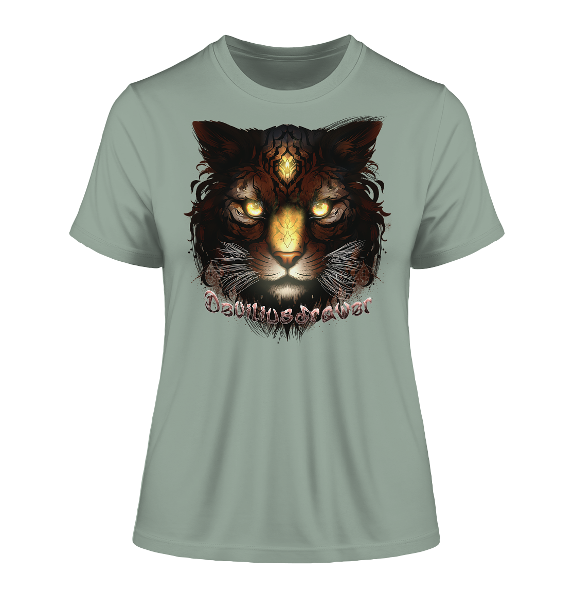 Deviliusdrawer Gold Tigercat - Fitted Ladies Organic Shirt