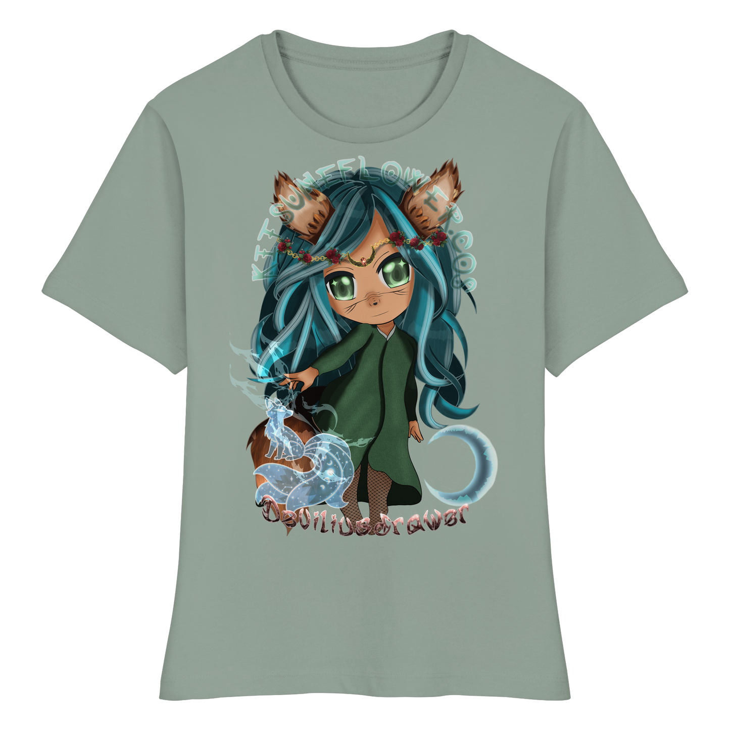 Deviliusdrawer Kitsuneflower - Fitted Ladies Organic Shirt