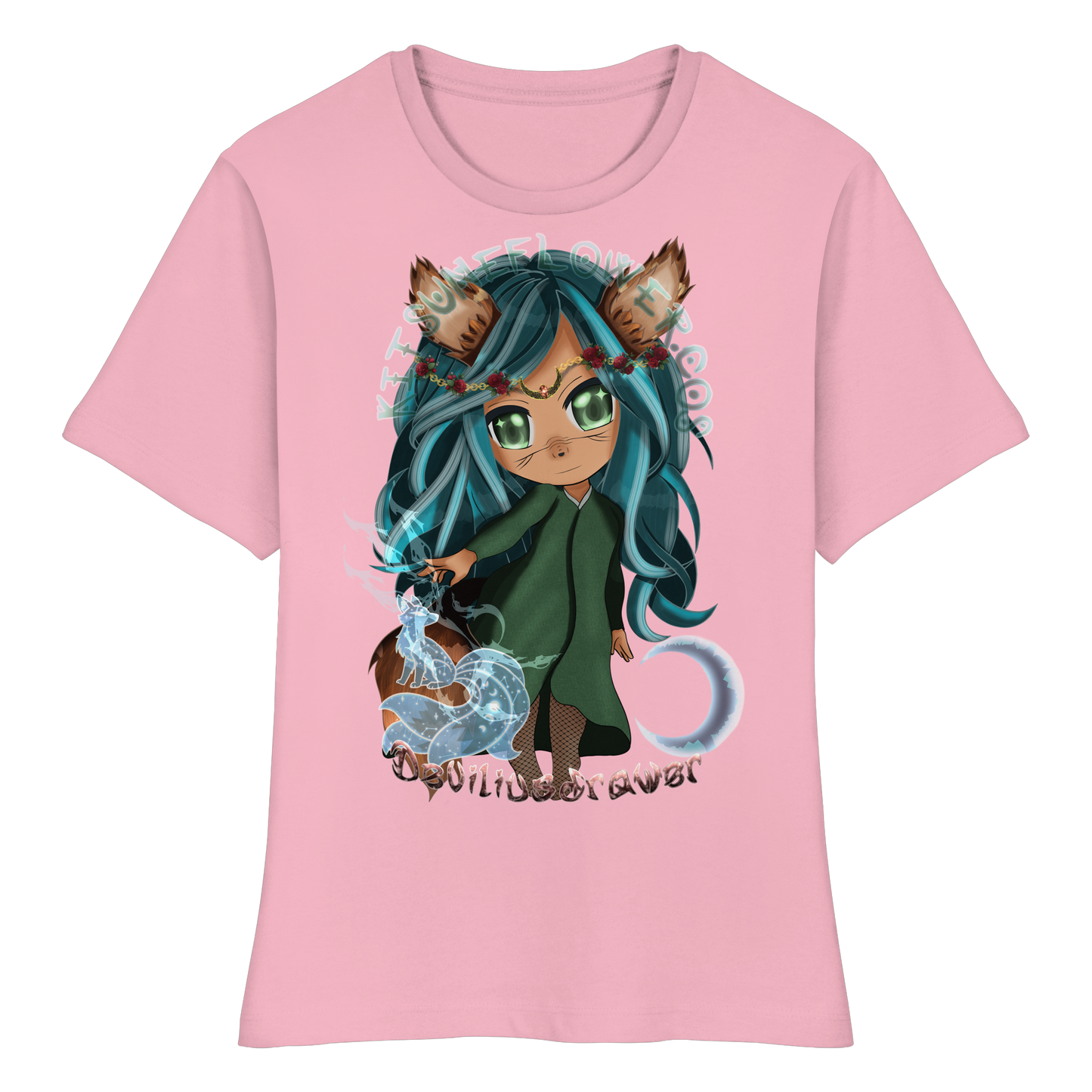 Deviliusdrawer Kitsuneflower - Fitted Ladies Organic Shirt