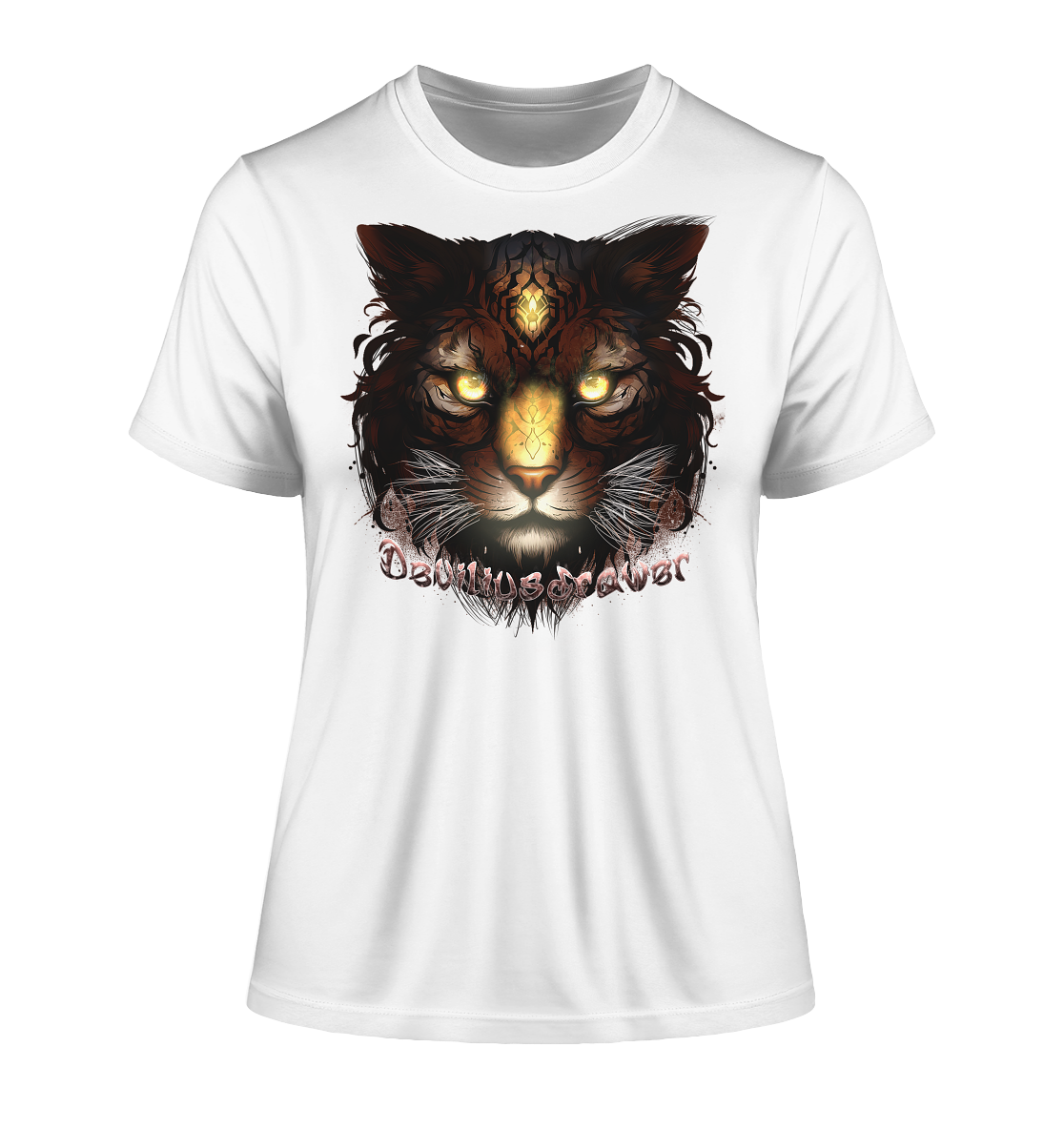Deviliusdrawer Gold Tigercat - Fitted Ladies Organic Shirt