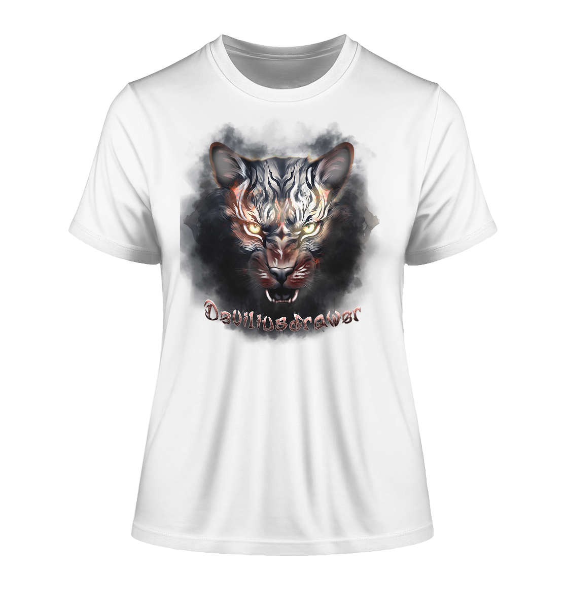 Deviliusdrawer Smoke Tiger - Fitted Ladies Organic Shirt