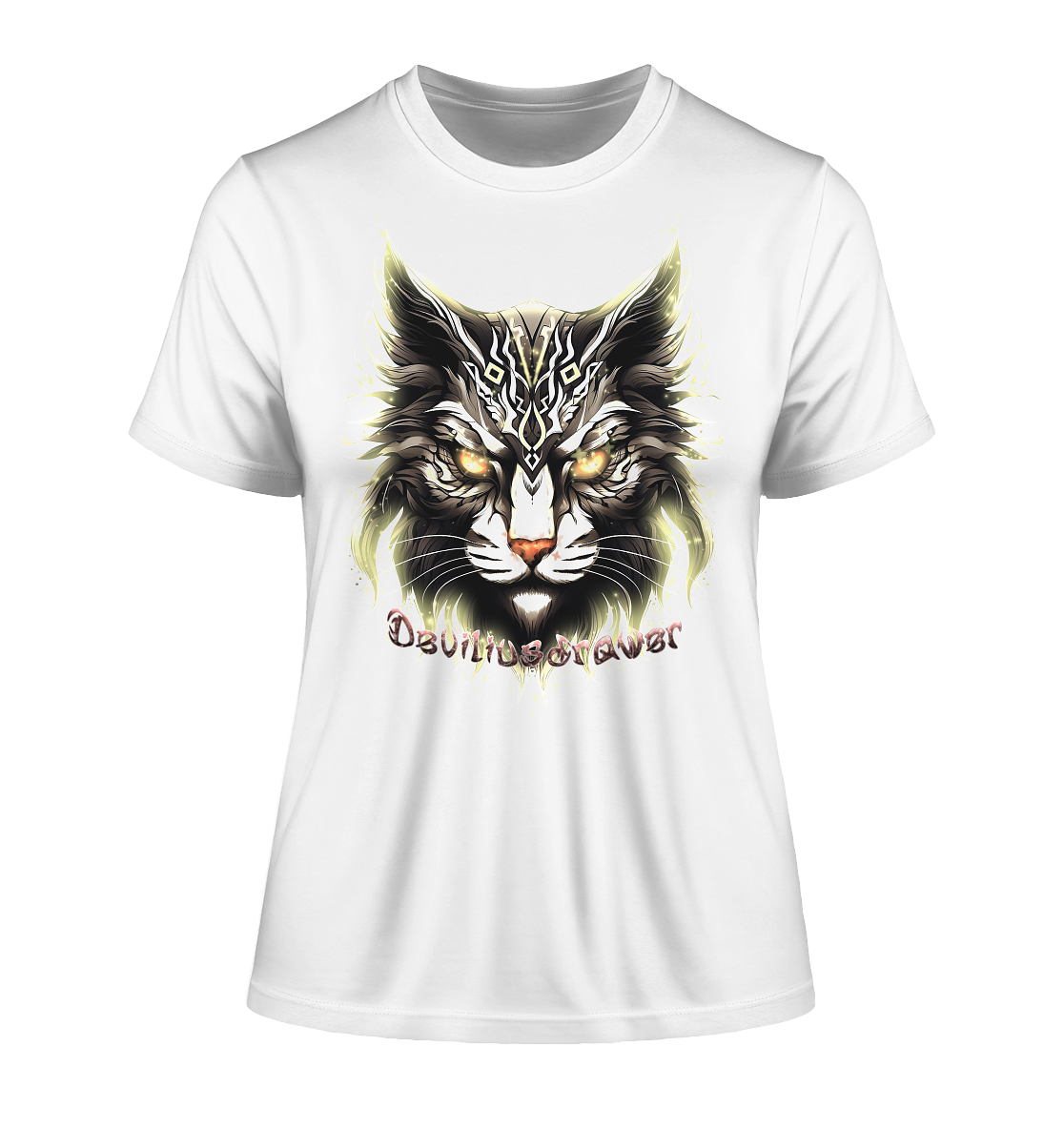 Deviliusdrawer Golden Cat - Fitted Ladies Organic Shirt