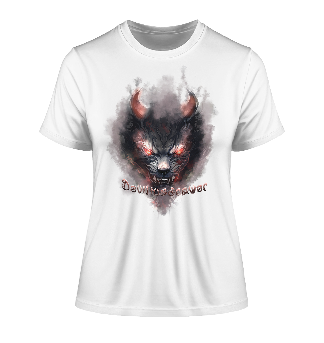 Deviliusdrawer Red Smoked Cat - Fitted Ladies Organic Shirt