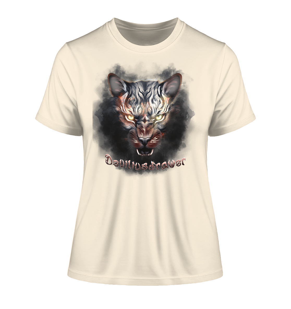 Deviliusdrawer Smoke Tiger - Fitted Ladies Organic Shirt