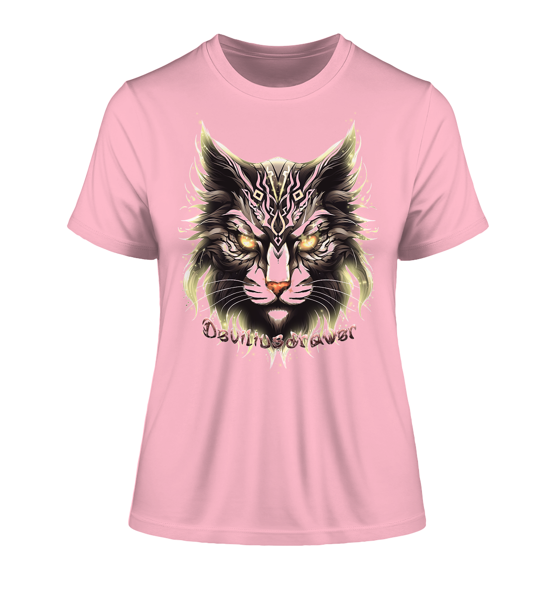 Deviliusdrawer Golden Cat - Fitted Ladies Organic Shirt