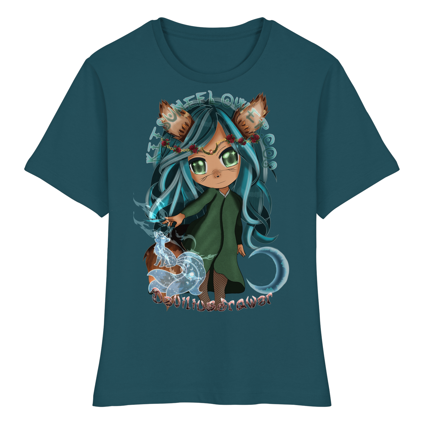 Deviliusdrawer Kitsuneflower - Fitted Ladies Organic Shirt