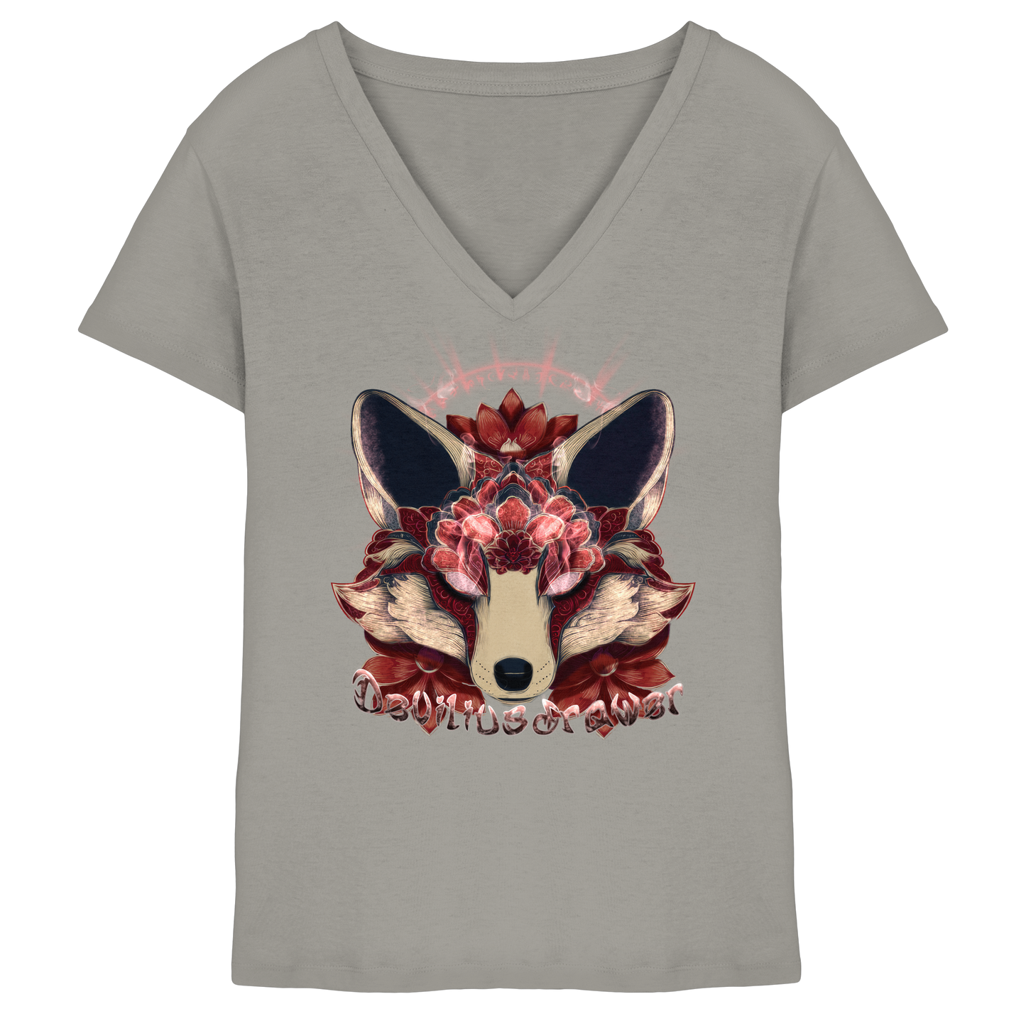Deviliusdrawer Fire Kitsune - Ladies V-Neck Shirt