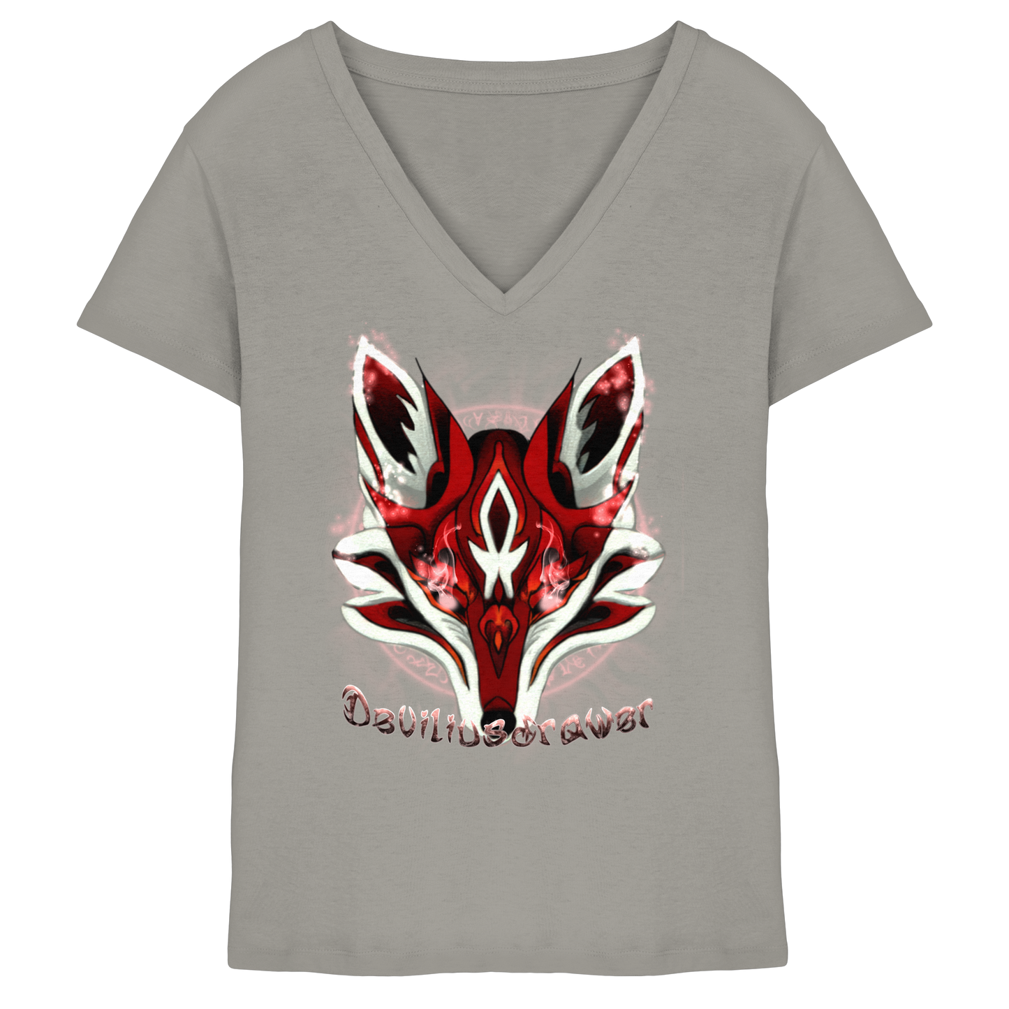 Deviliusdrawer Red Eyed Fox - Ladies V-Neck Shirt