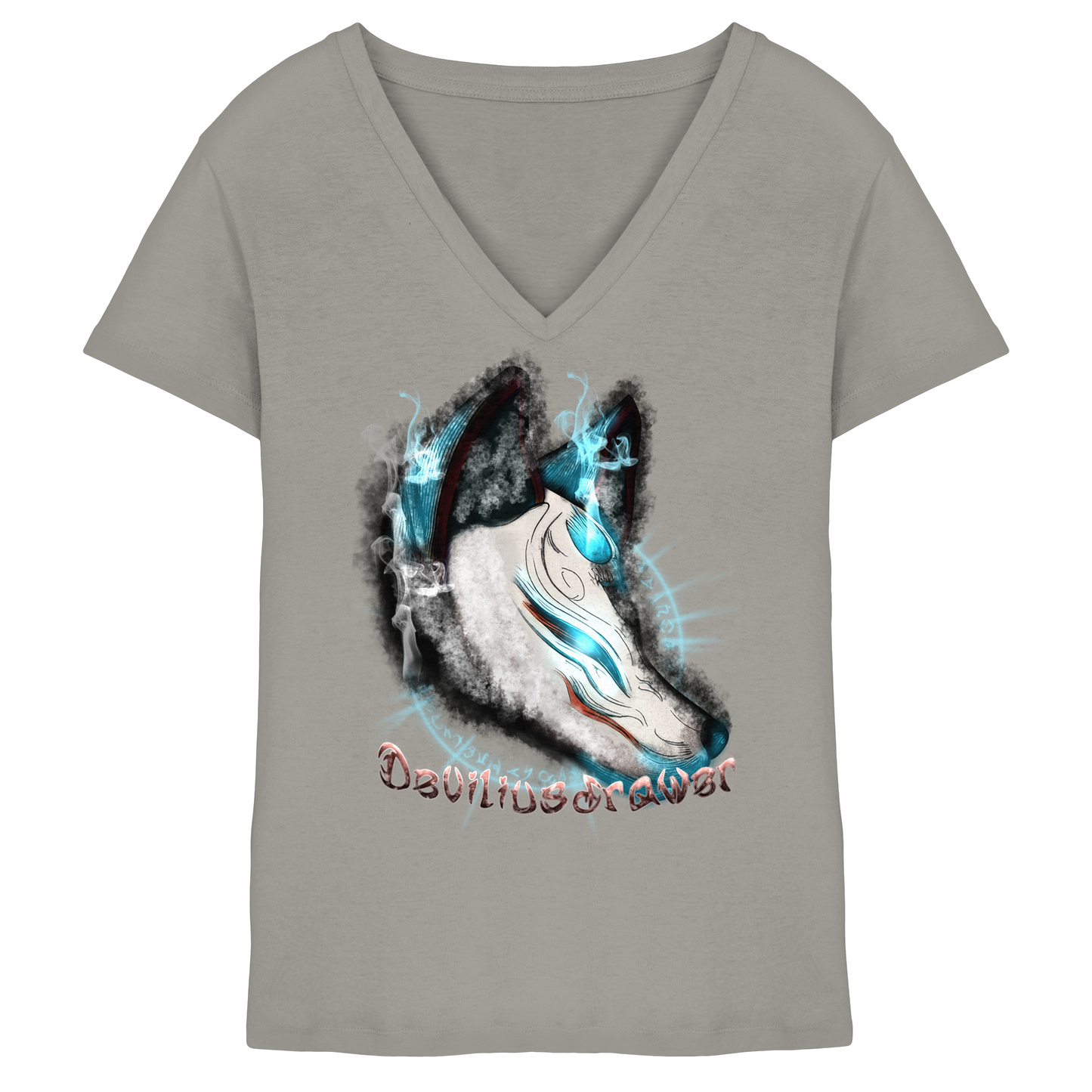 Deviliusdrawer Darkness Kitsune - Ladies V-Neck Shirt