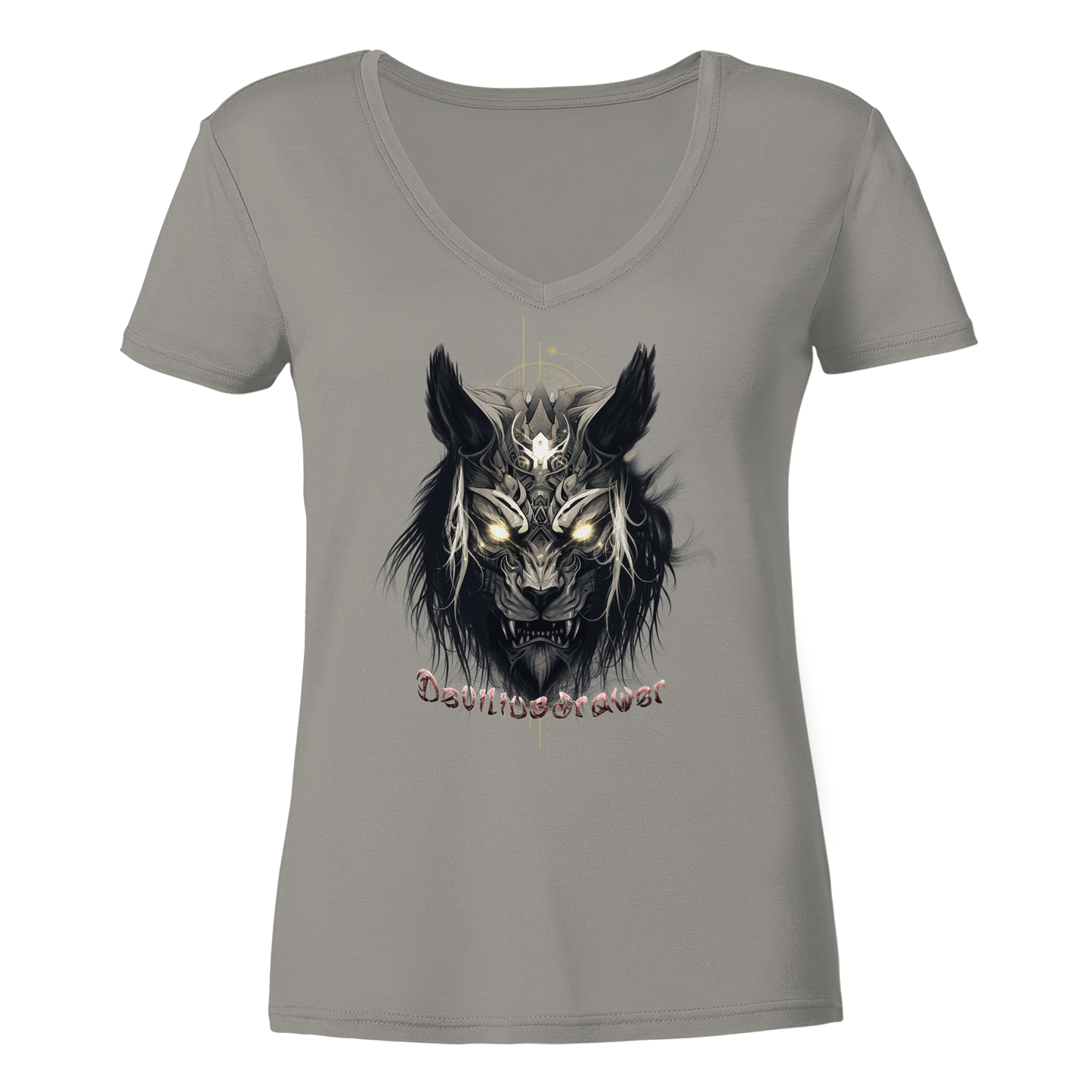 Deviliusdrawer Wolftiger - Ladies V-Neck Shirt