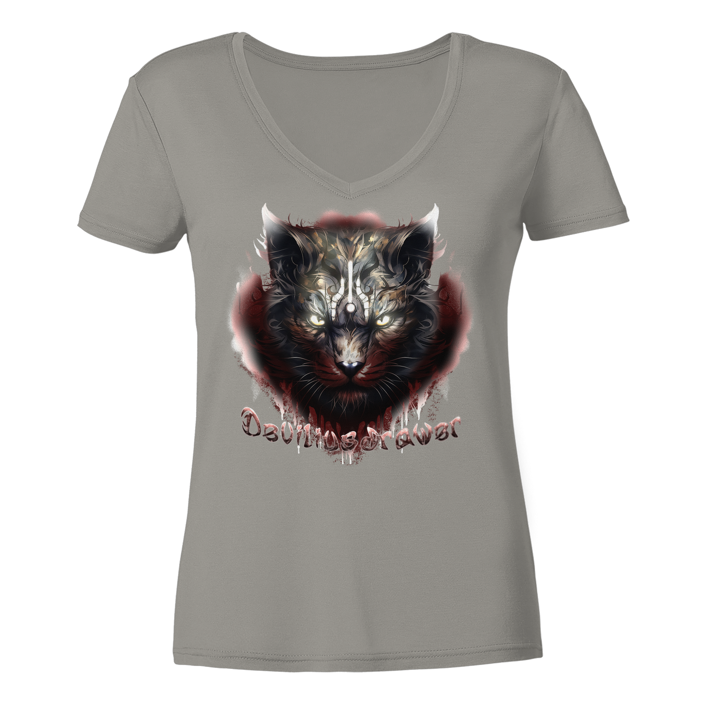 Deviliusdrawer Angry Badass - Ladies V-Neck Shirt