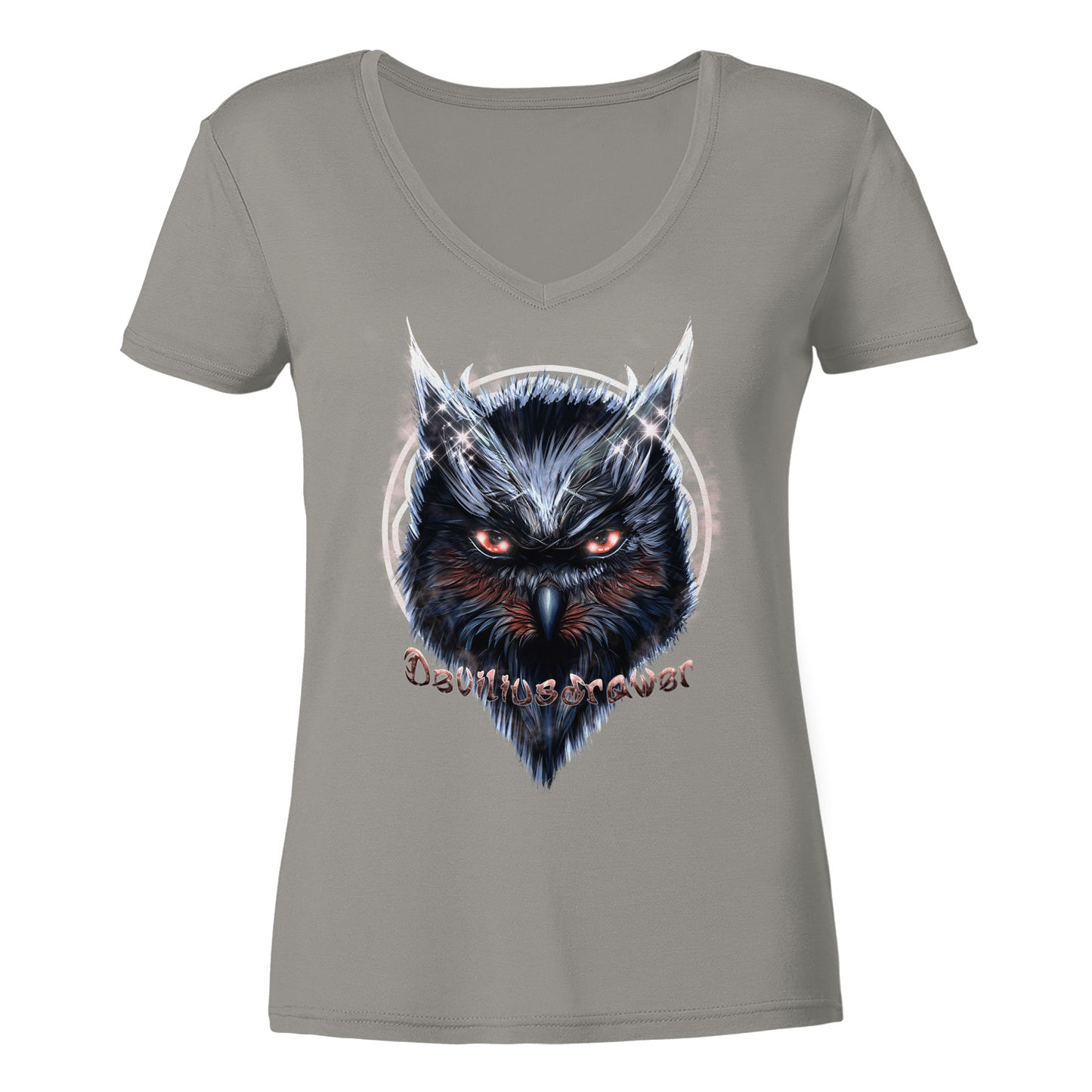 Deviliusdrawer Fire Owl - Ladies V-Neck Shirt