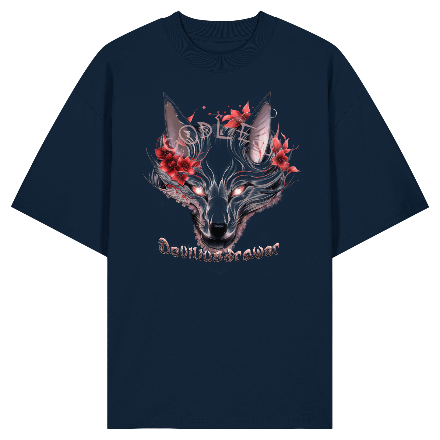 Deviliusdrawer Kitsune Wolf - Organic Oversize Shirt