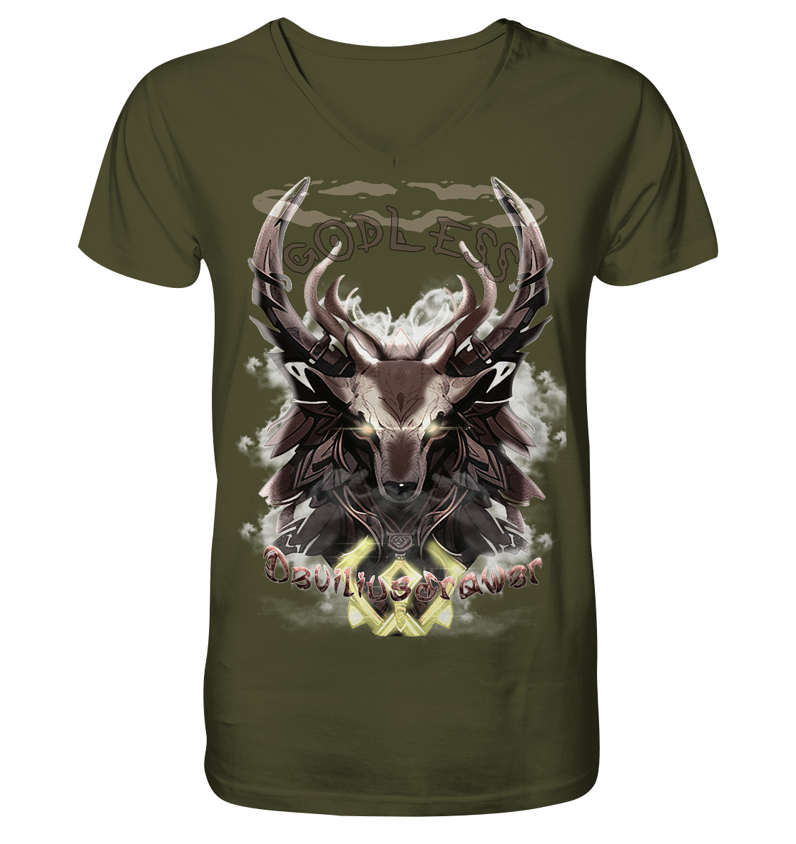 Deviliusdrawer Godless Deer - V-Neck Shirt