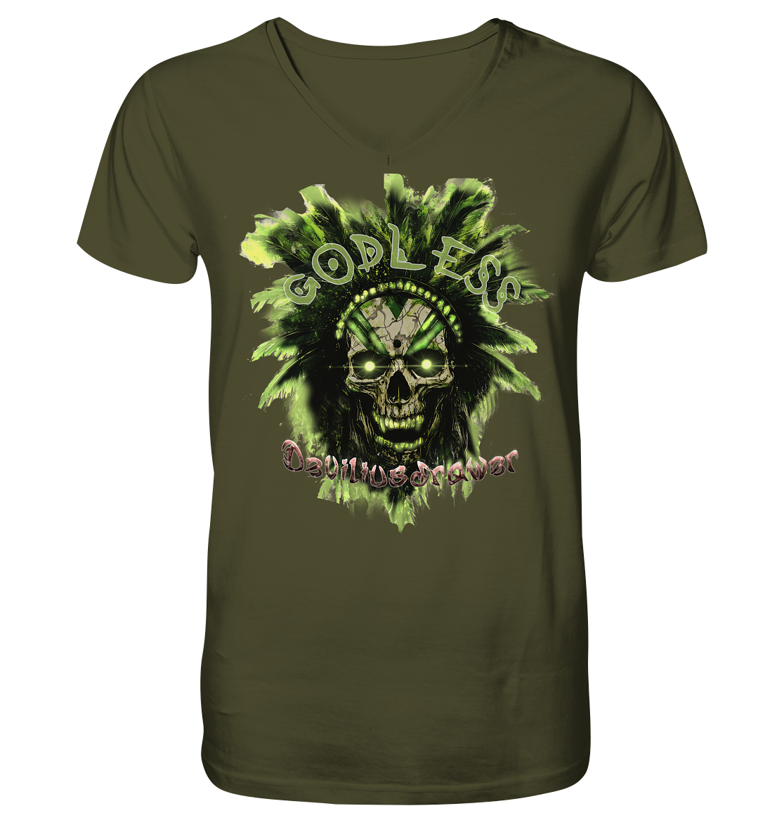 Deviliusdrawer Godless Skull - V-Neck Shirt