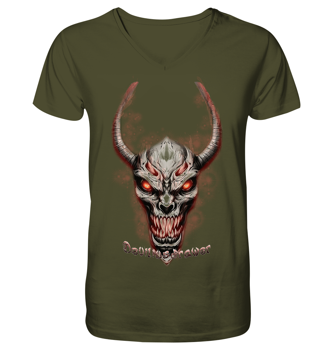 Deviliusdrawer Red Eyed Skeleton - V-Neck Shirt