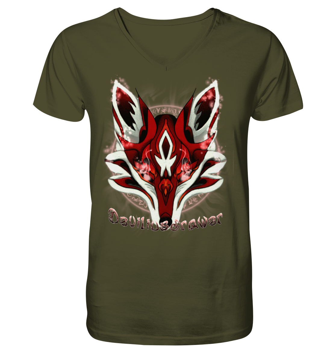 Deviliusdrawer Red Eyed Fox - V-Neck Shirt