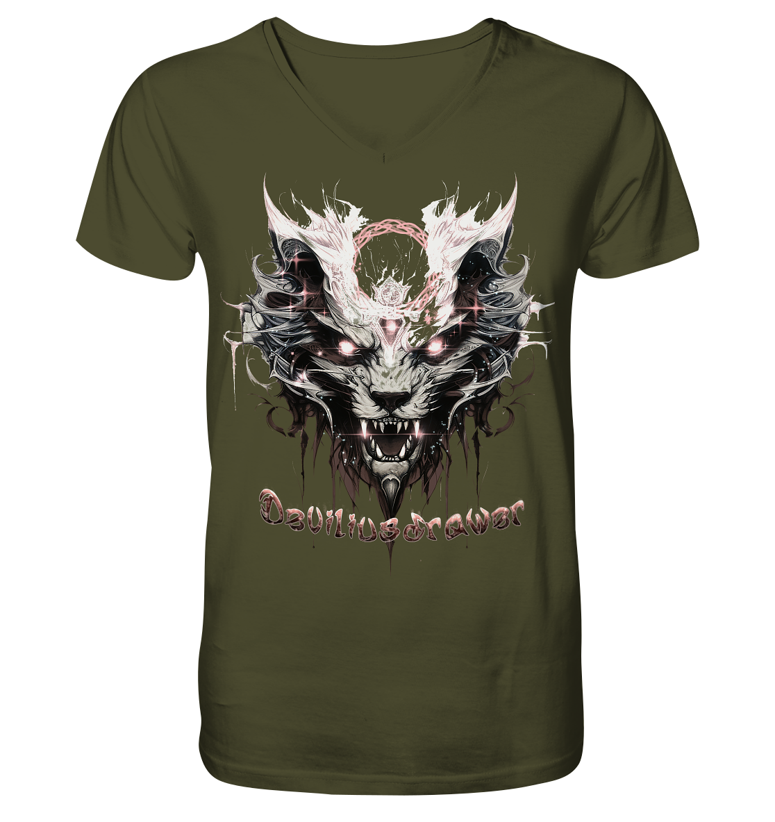 Deviliusdrawer Demonic Glow Cat - V-Neck Shirt
