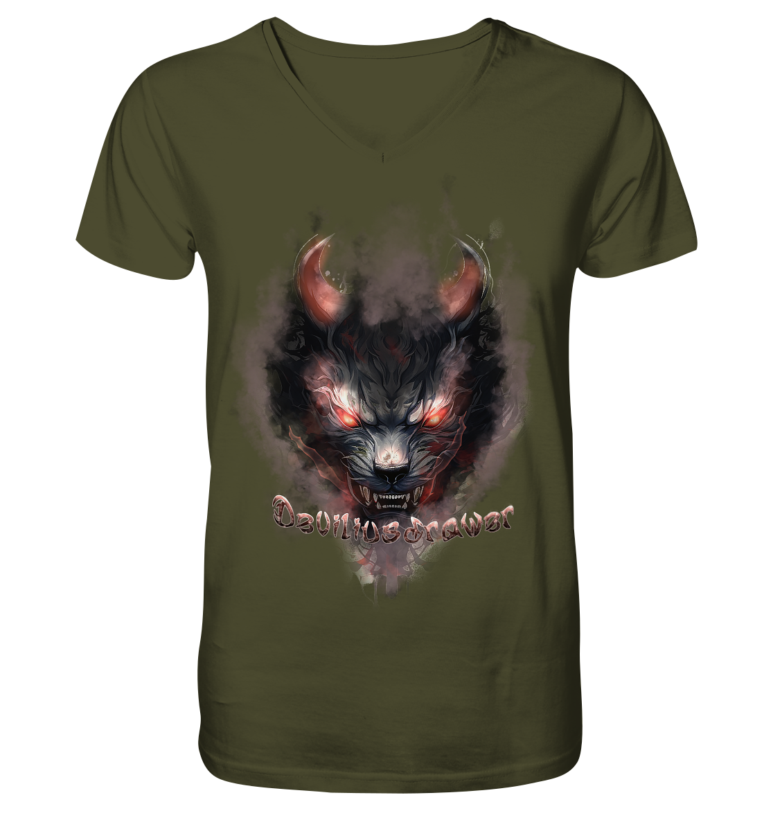 Deviliusdrawer Red Smoked Cat - V-Neck Shirt