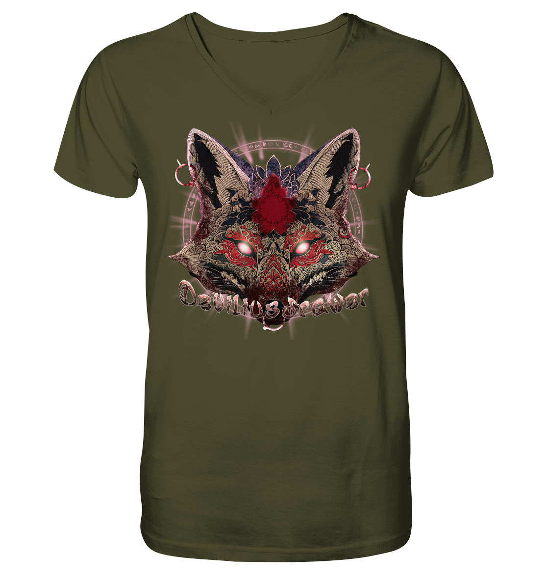 Deviliusdrawer Demon Kitsune - V-Neck Shirt
