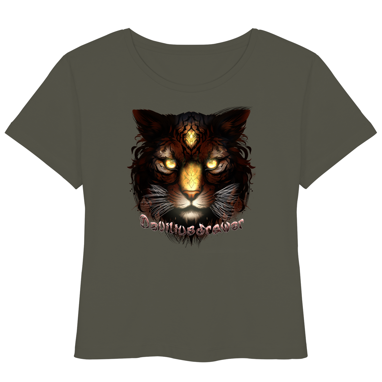 Deviliusdrawer Gold Tigercat - Womens Organic Lightweight T-Shirt