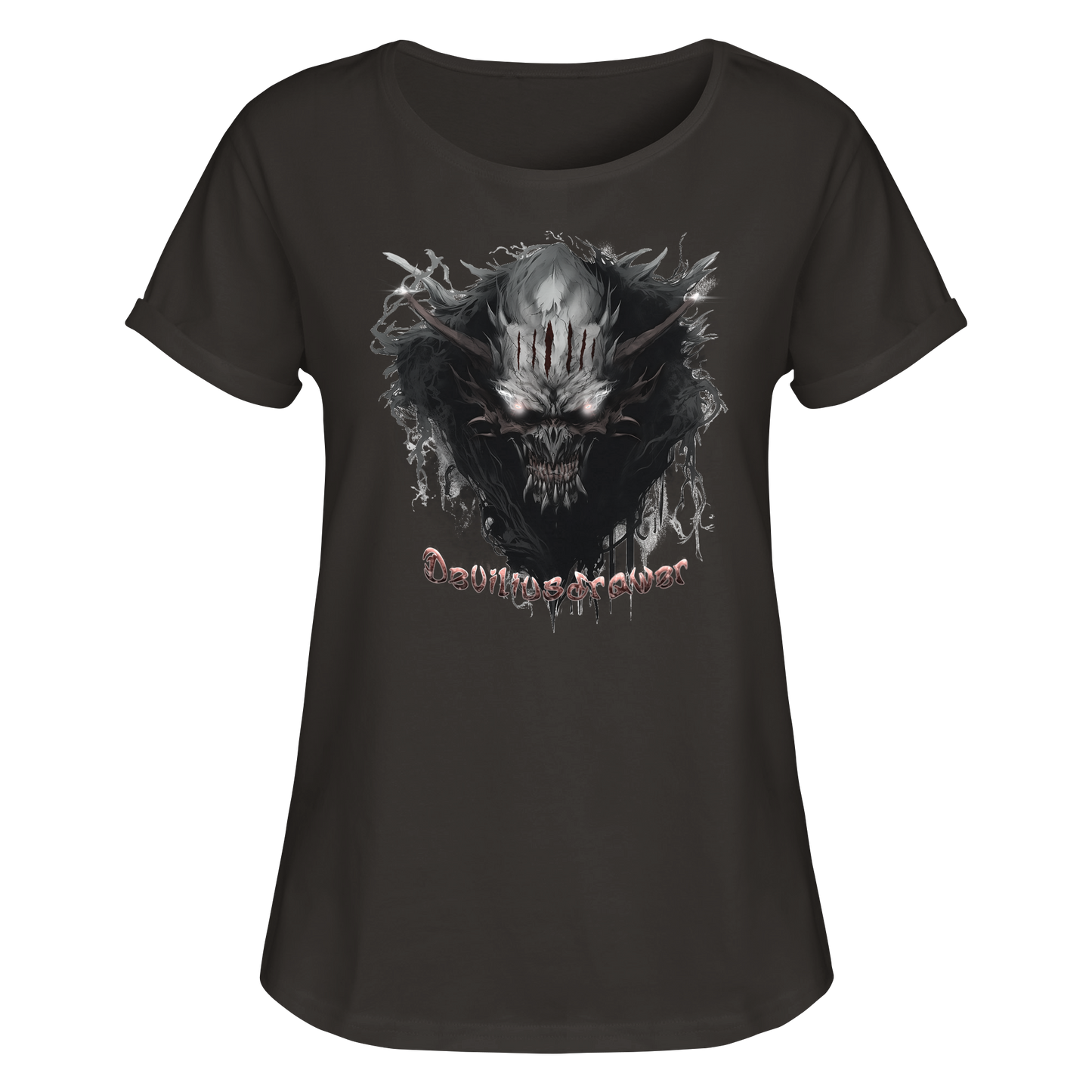 Deviliusdrawer Dark Smoke Demon - Womens Roll-Up T-Shirt