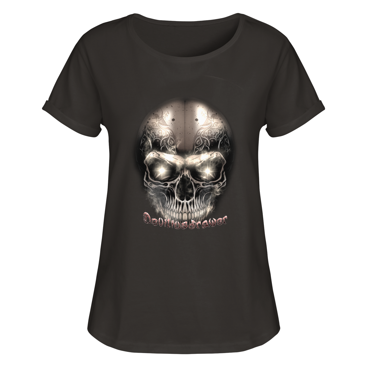 Deviliusdrawer Fire Skeleton Iron - Womens Roll-Up T-Shirt