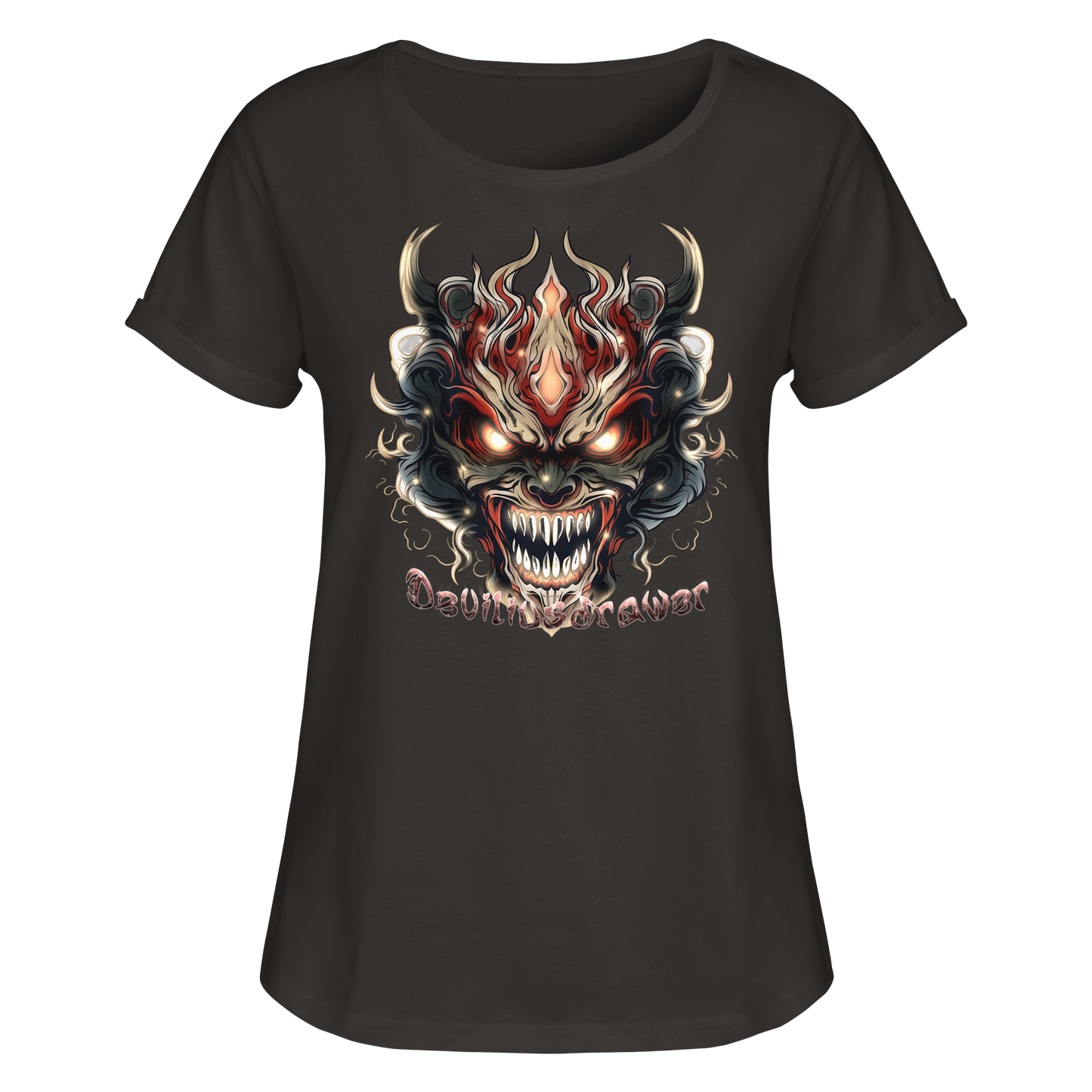 Deviliusdrawer Evil Vamp Mask - Womens Roll-Up T-Shirt