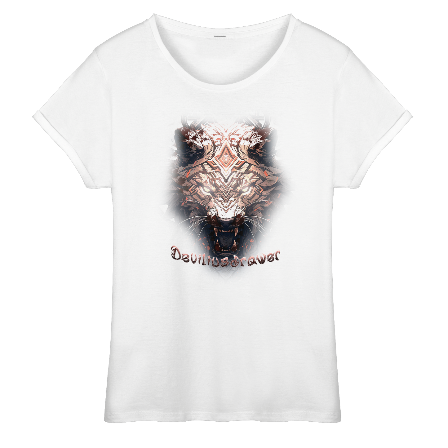 Deviliusdrawer Gold Metal Tiger - Womens Roll-Up T-Shirt