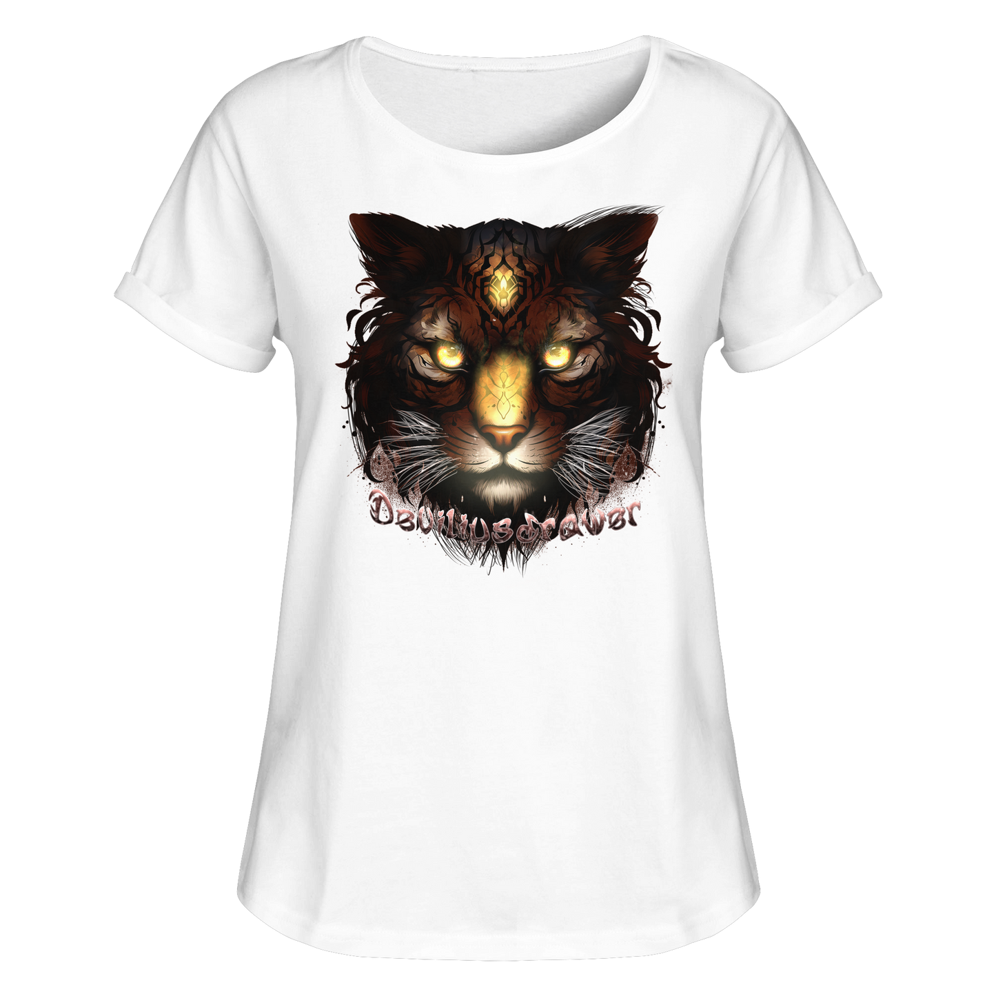 Deviliusdrawer Gold Tigercat - Womens Roll-Up T-Shirt