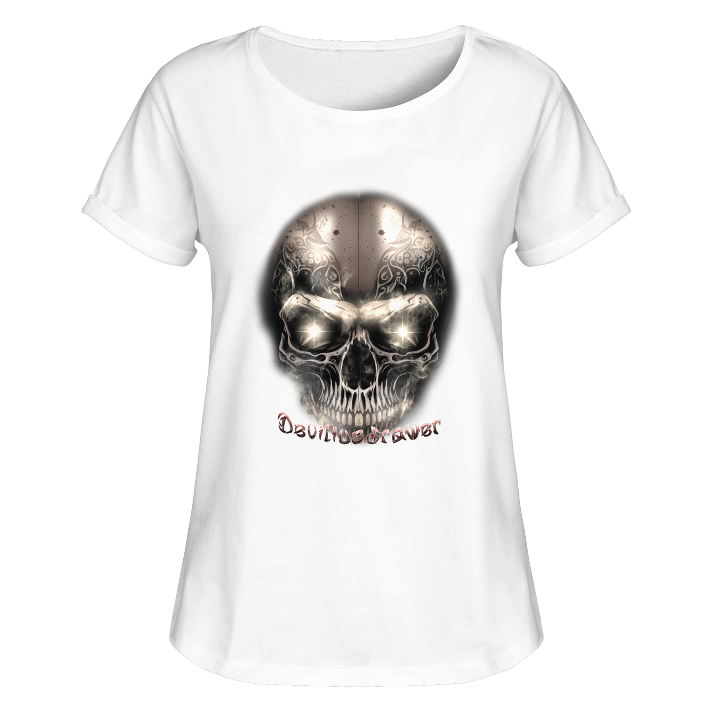 Deviliusdrawer Fire Skeleton Iron - Womens Roll-Up T-Shirt