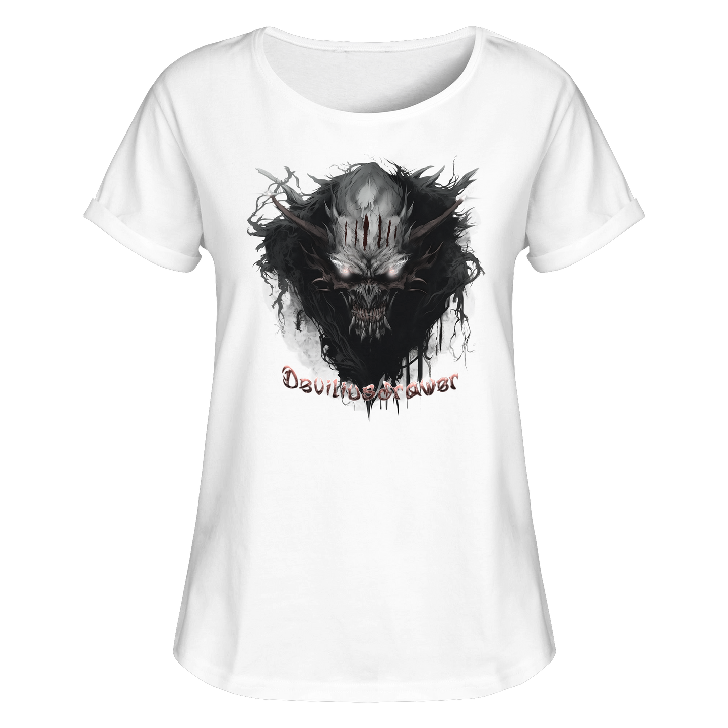 Deviliusdrawer Dark Smoke Demon - Womens Roll-Up T-Shirt