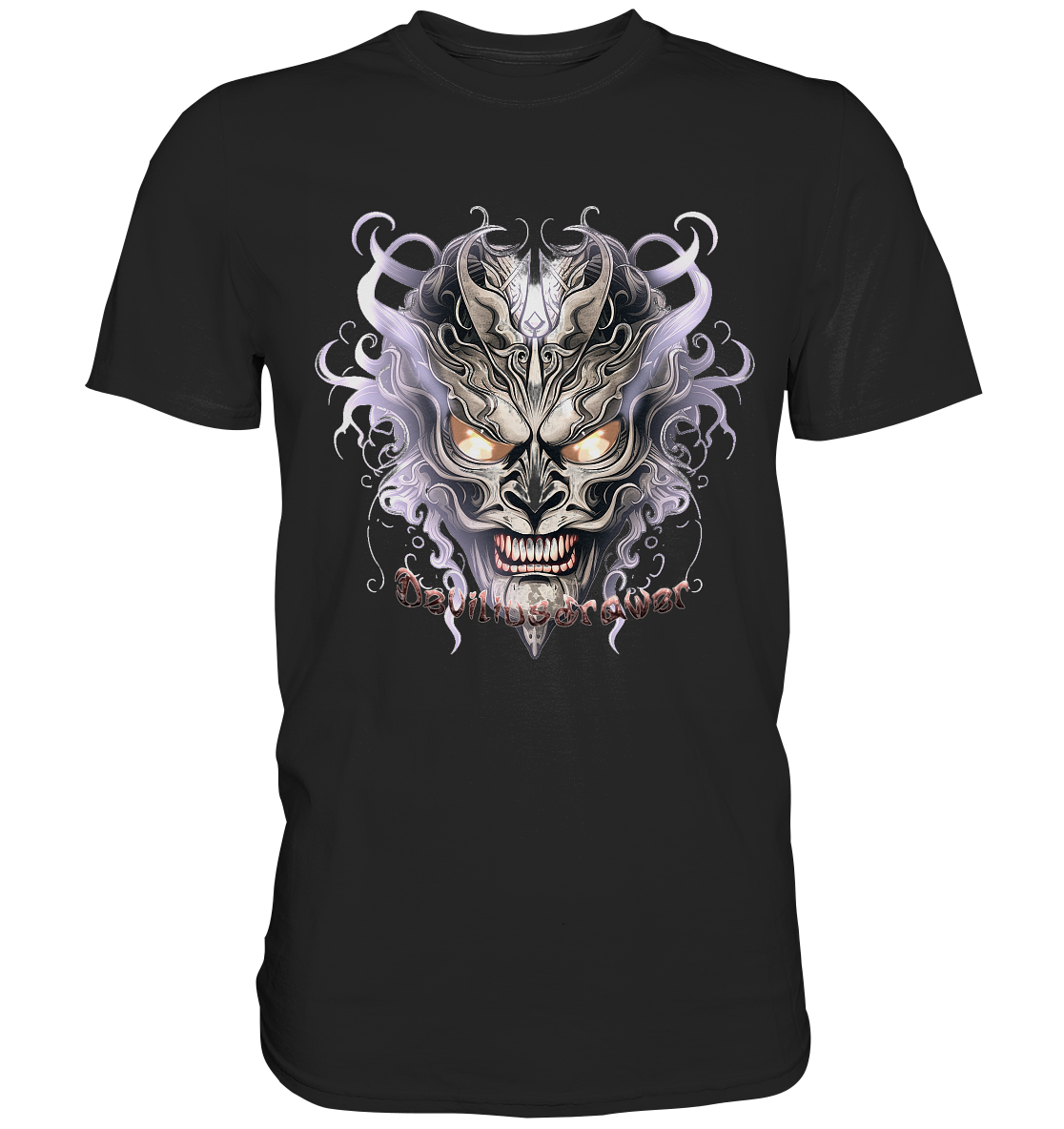Couple Wear Demon Mask Violet - Classic and Ladys Premium T-Shirt