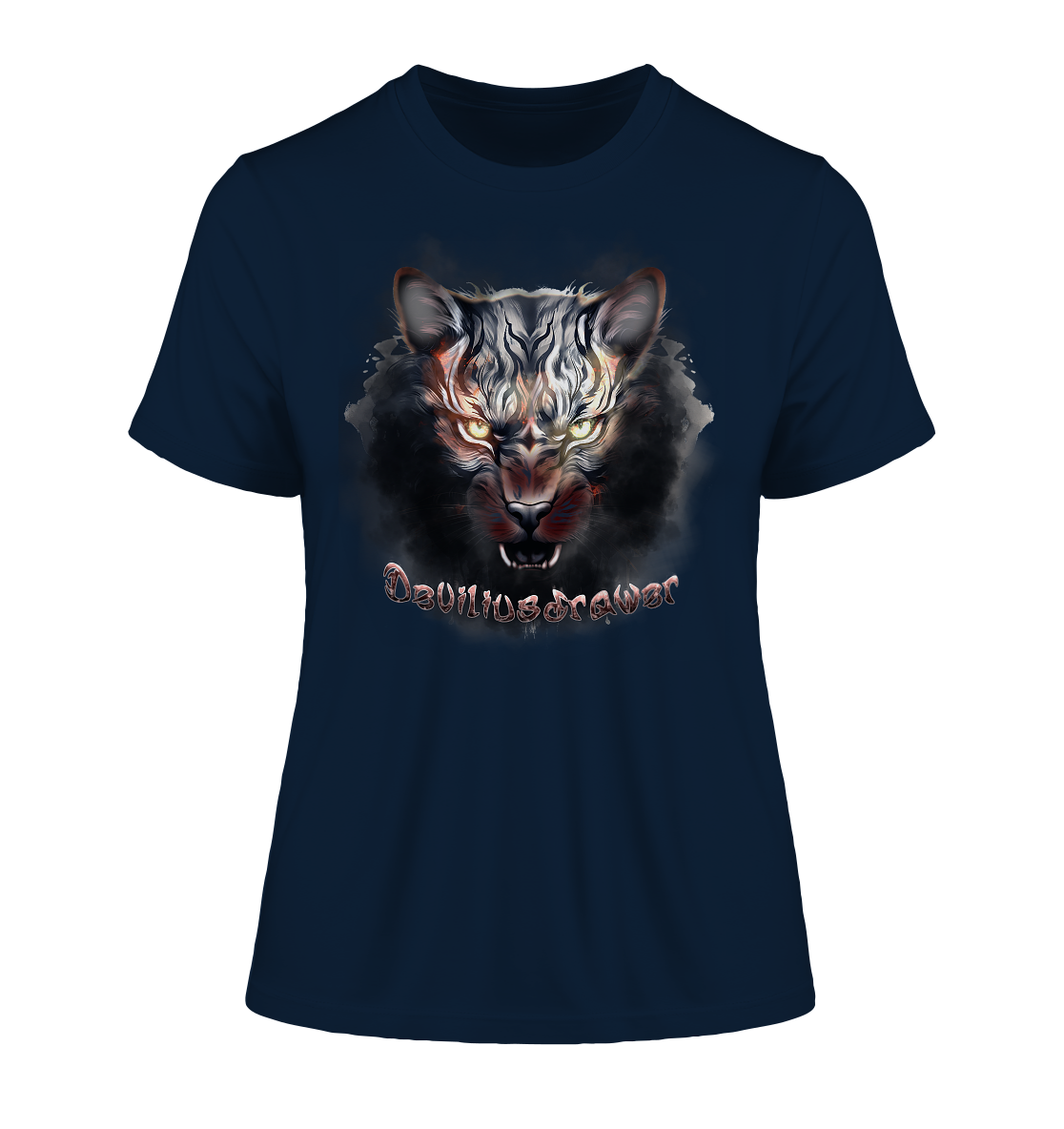 Deviliusdrawer Smoke Tiger - Fitted Ladies Organic Shirt