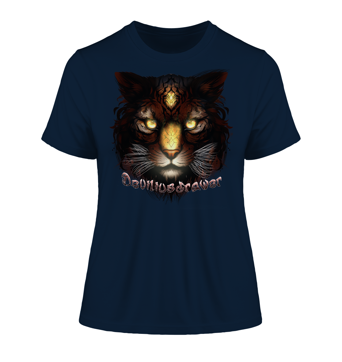 Deviliusdrawer Gold Tigercat - Fitted Ladies Organic Shirt