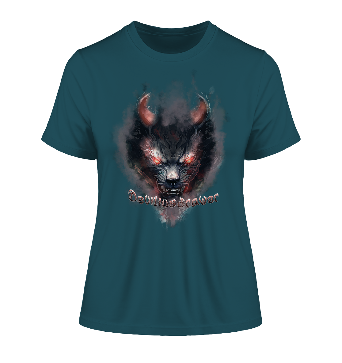 Deviliusdrawer Red Smoked Cat - Fitted Ladies Organic Shirt