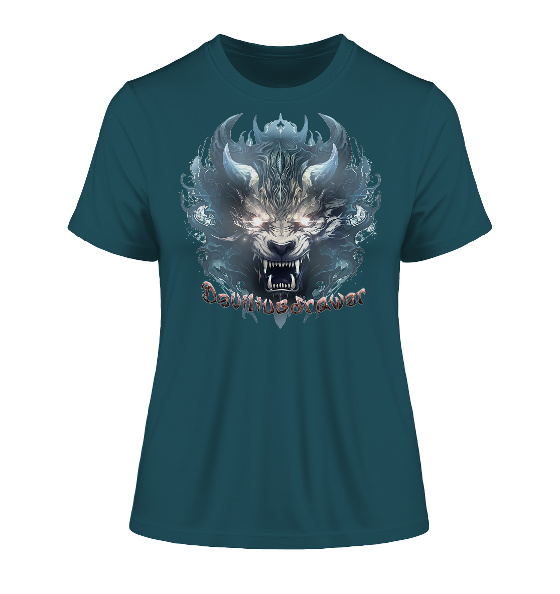 Deviliusdrawer Water Horn Tiger - Fitted Ladies Organic Shirt