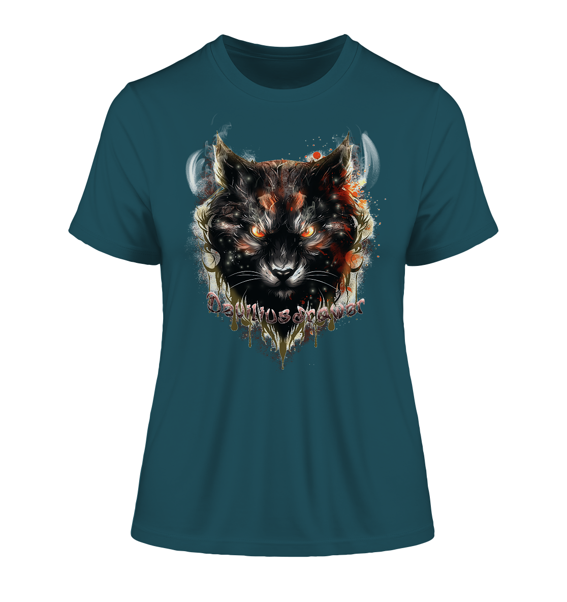 Deviliusdrawer Red Devil Cat - Fitted Ladies Organic Shirt
