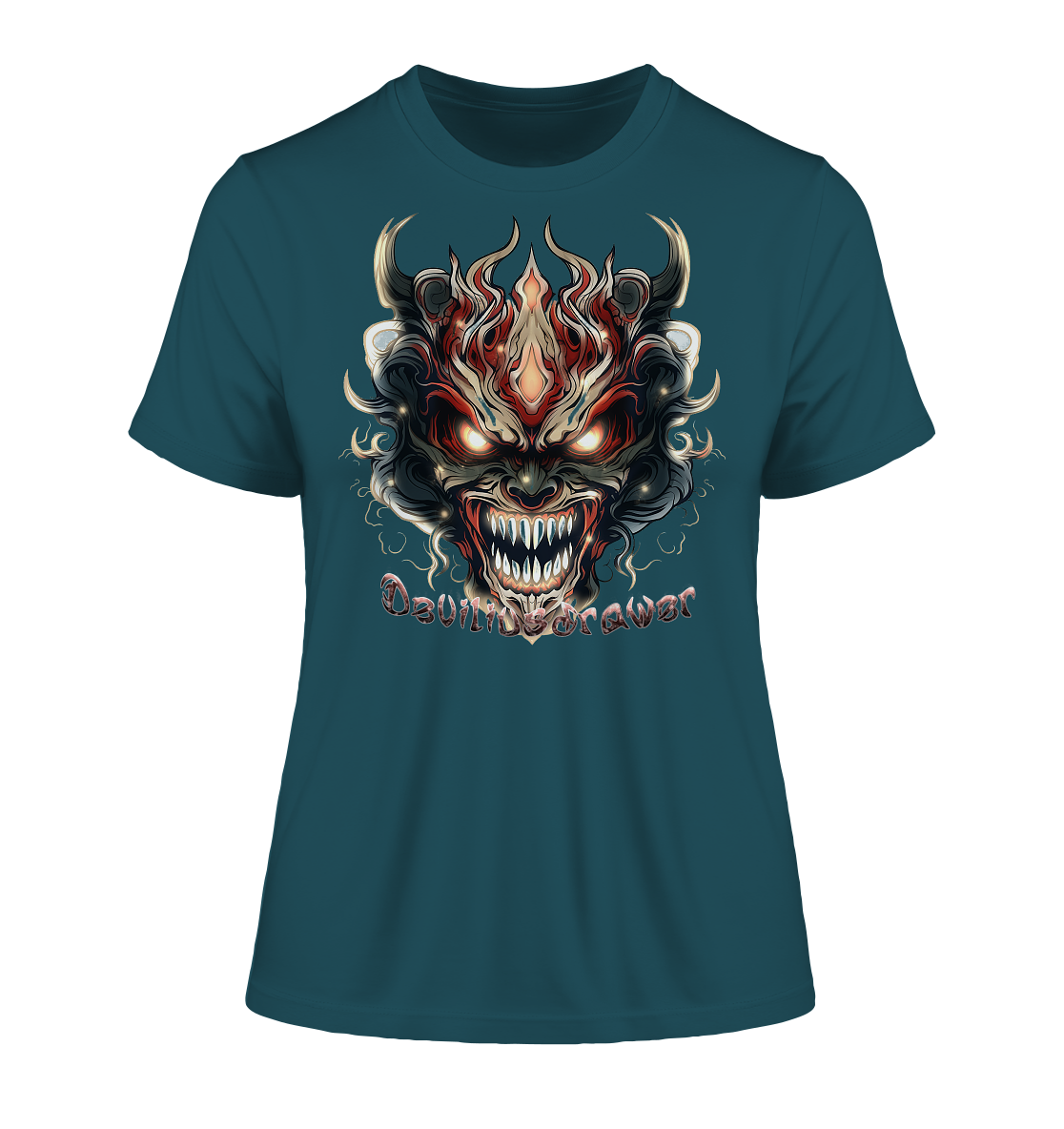 Deviliusdrawer Evil Vamp Mask - Fitted Ladies Organic Shirt