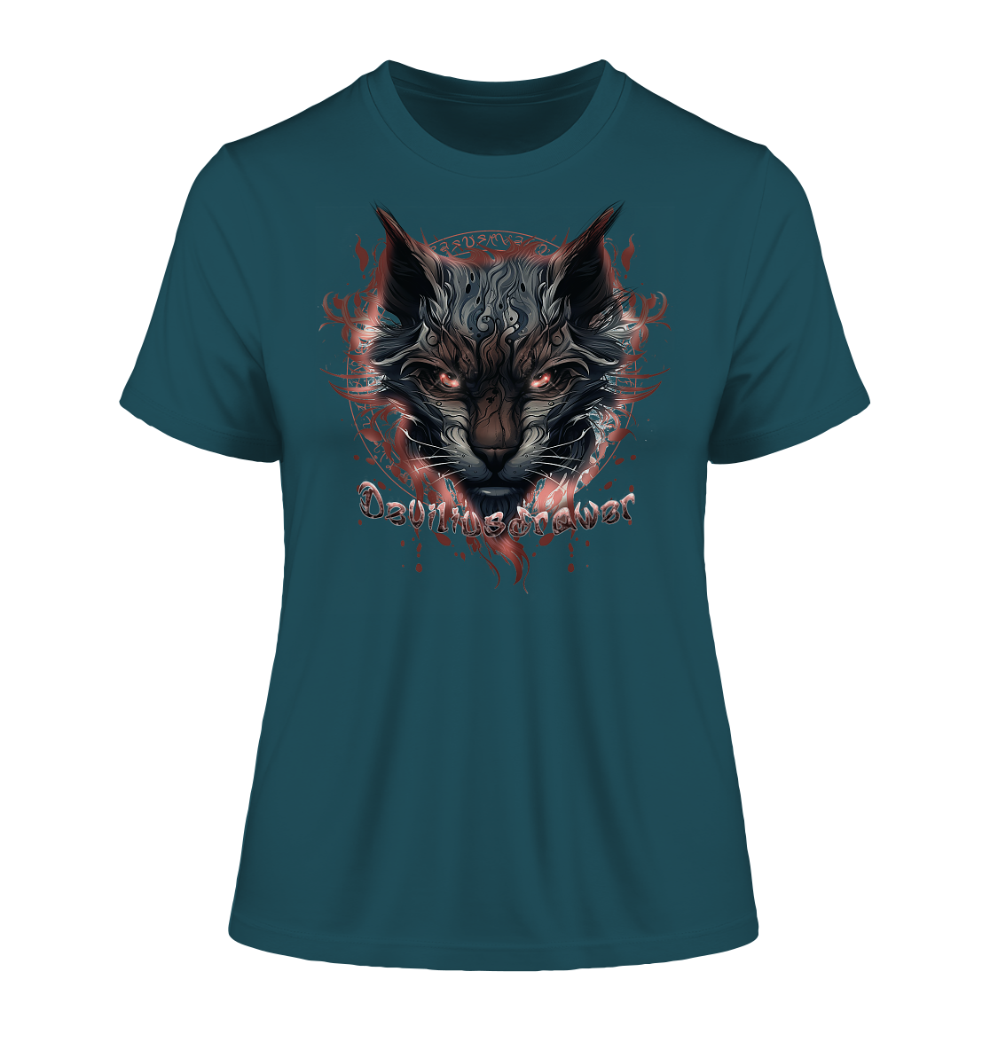 Deviliusdrawer Devil Cat - Fitted Ladies Organic Shirt