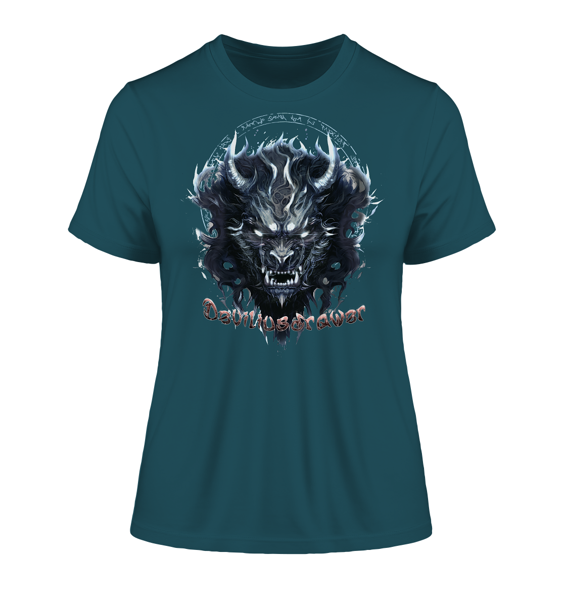 Deviliusdrawer Dark Wolf Mask - Fitted Ladies Organic Shirt