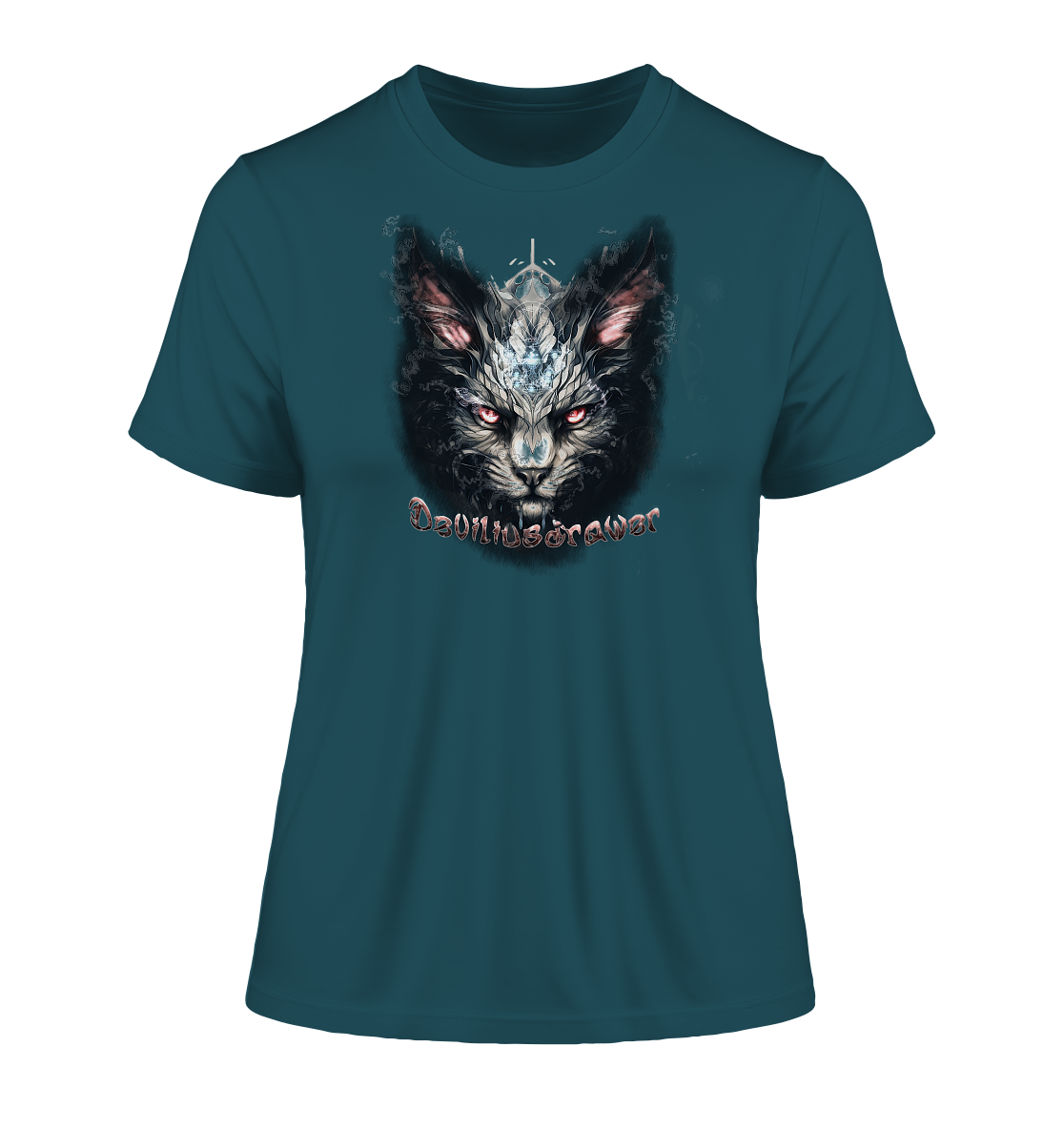 Deviliusdrawer Myshtical Redeyed Cat - Fitted Ladies Organic Shirt