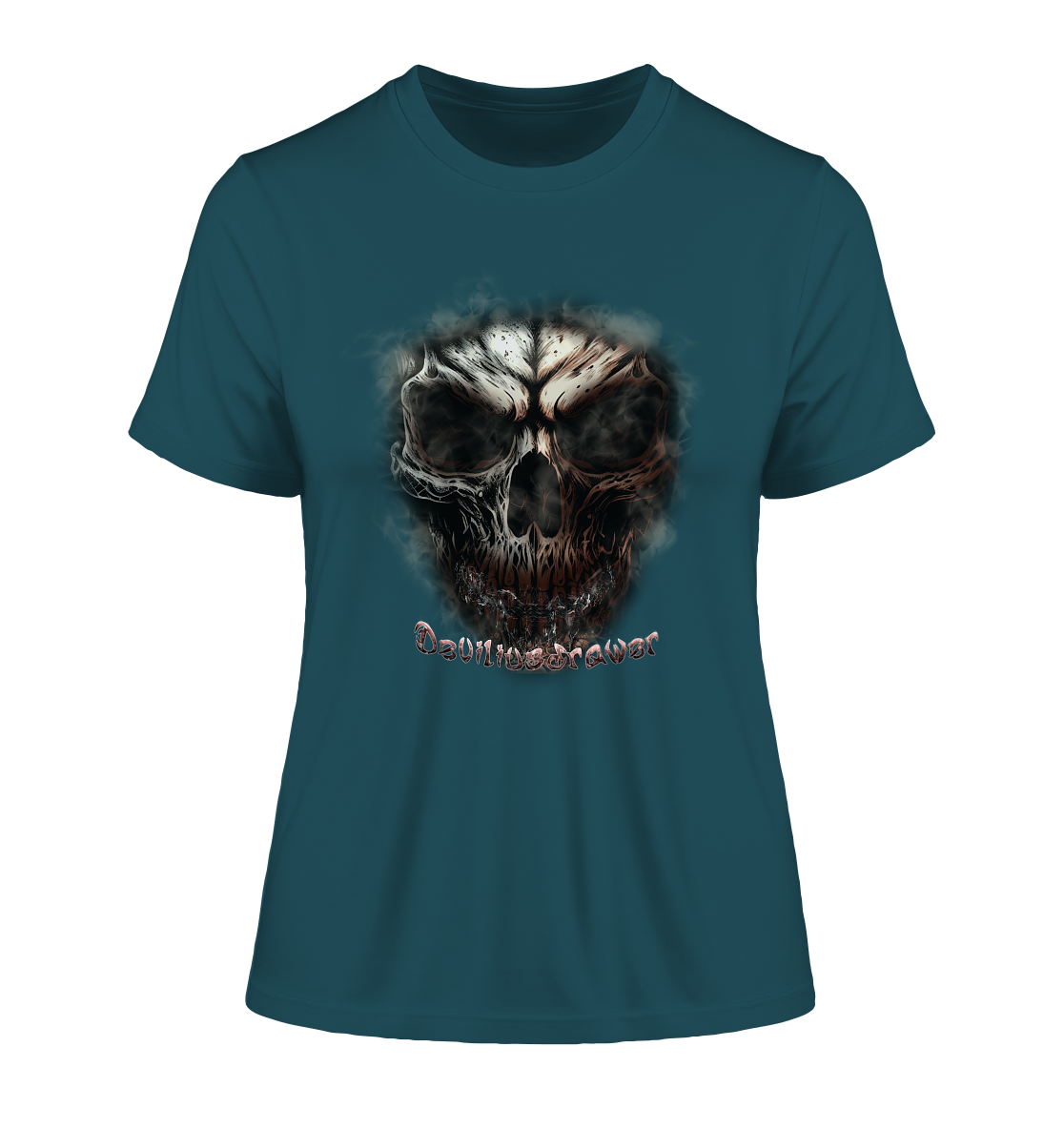 Deviliusdrawer Fire Skeleton - Fitted Ladies Organic Shirt